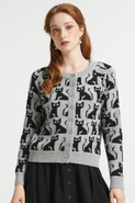 ModCloth Notes of Nostalgia Crewneck Cat Cardigan