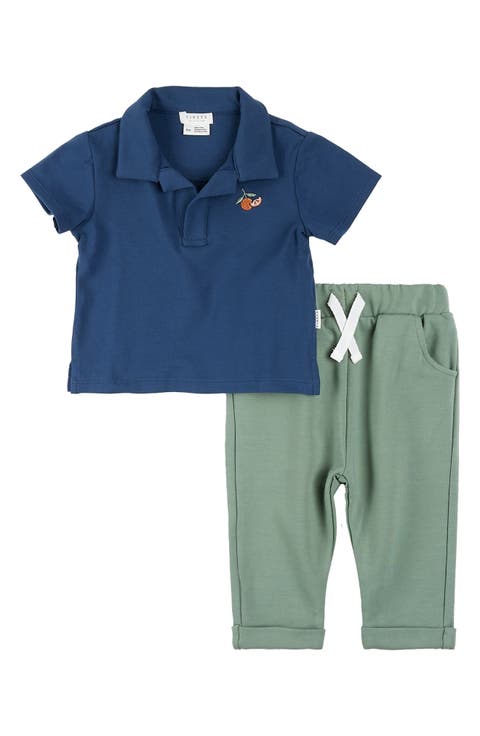 Cotton Polo & Drawstring Pants Set (Baby)