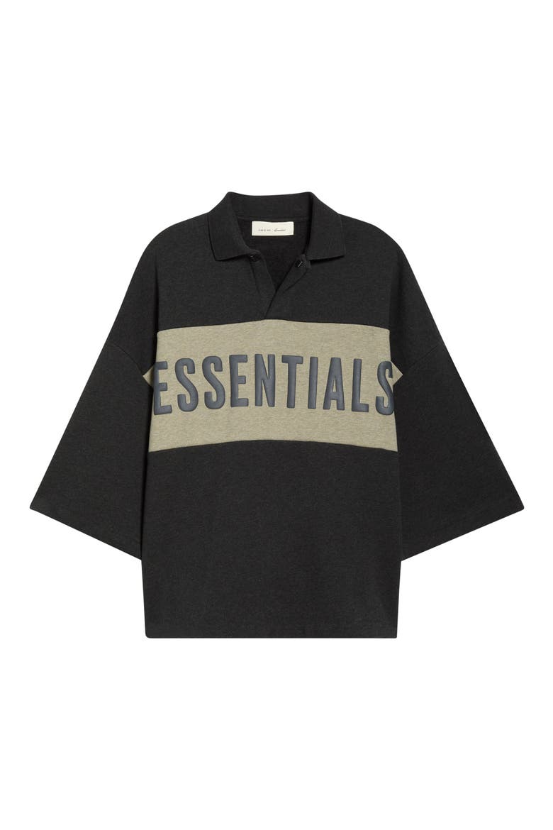 Panelled Logo Graphic Cotton Crop Polo, Alternate, color, IRON GREY HEATHER/SEAL HEATHER