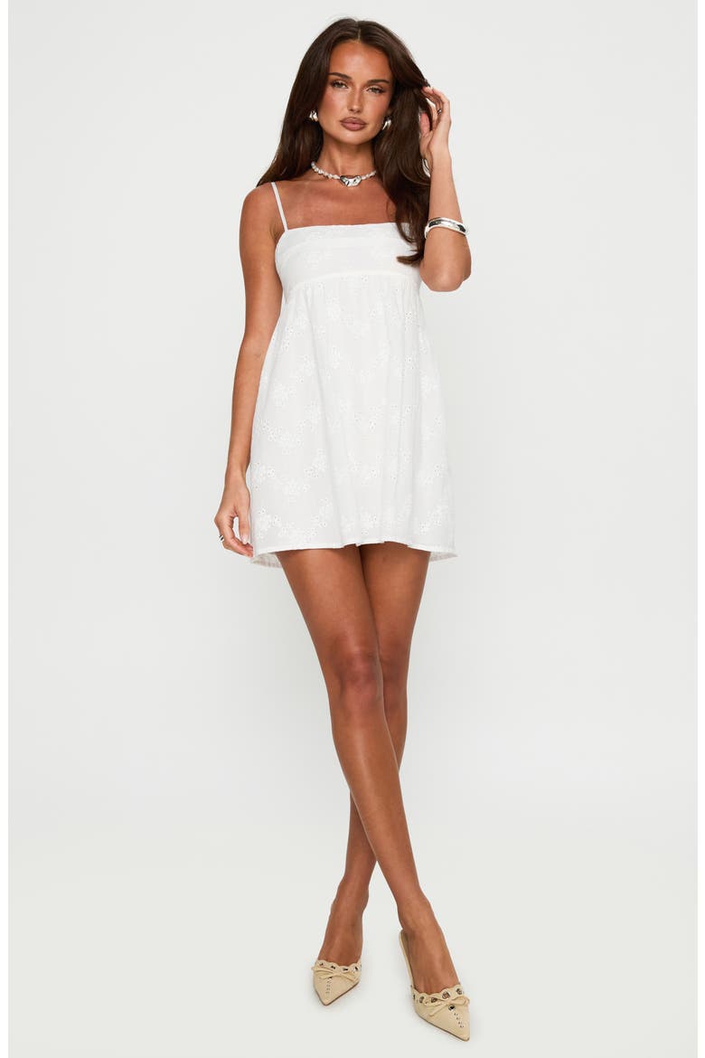 Ortega Broderie Anglaise Babydoll Minidress, Alternate, color, WHITE BROIDERIE