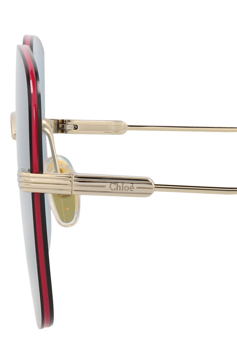 Chloé 61mm Square Sunglasses, Alternate, color, Gold Gold Blue