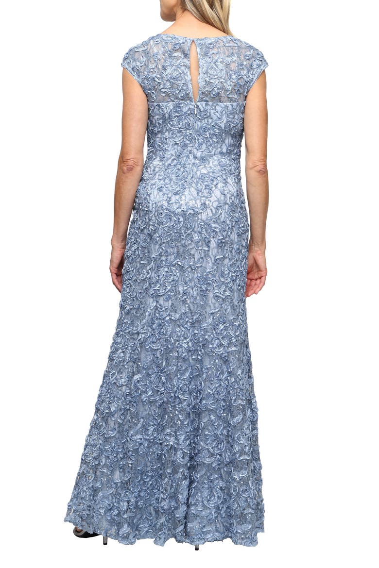 Soutache Sequin Lace A-Line Gown with Wrap, Alternate, color, SKYBLUE