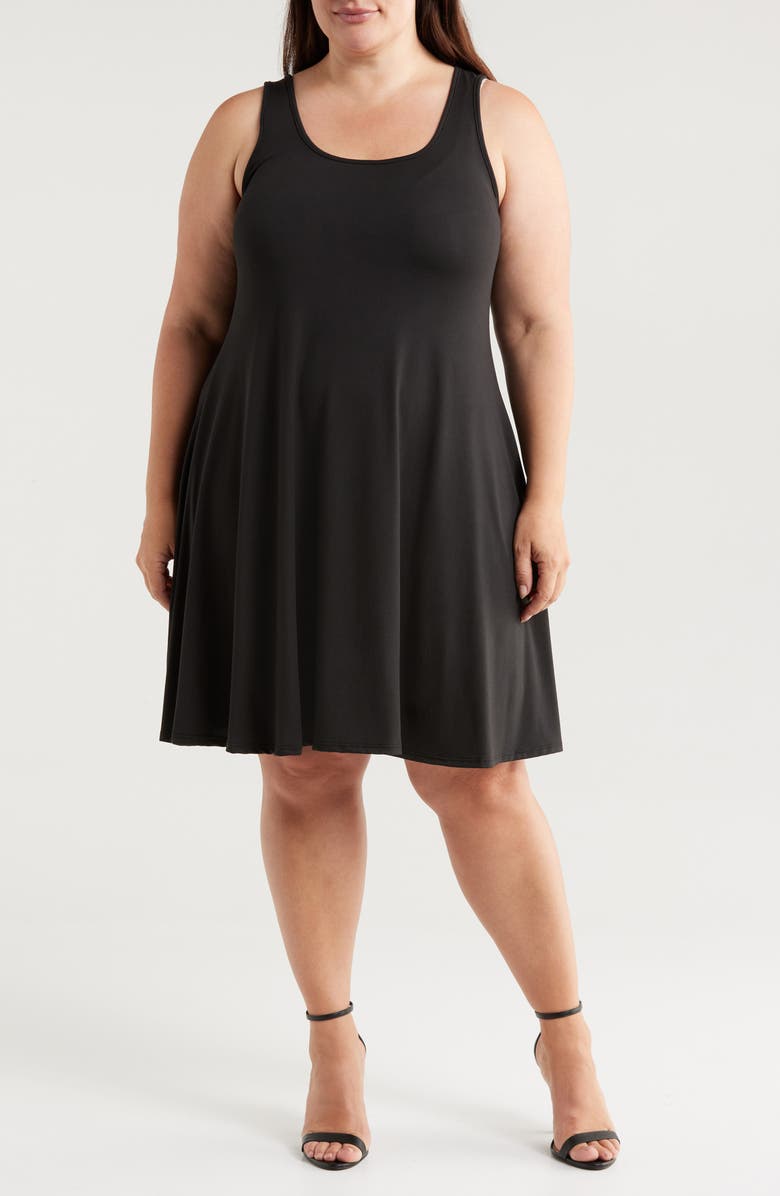 24seven Comfort Apparel Stretch Fit & Flare Dress, Main, color, Black