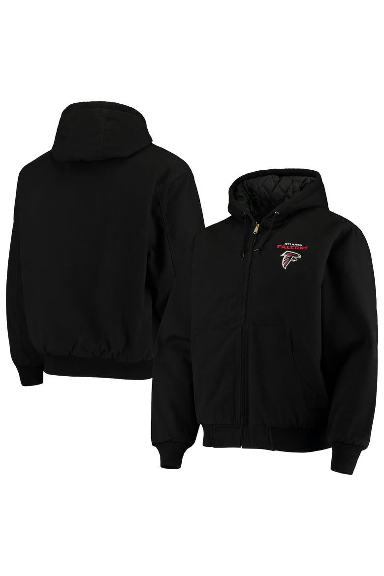 Men's Dunbrooke Black Atlanta Falcons Dakota Cotton Canvas Hooded Jacket, Main, color, Black