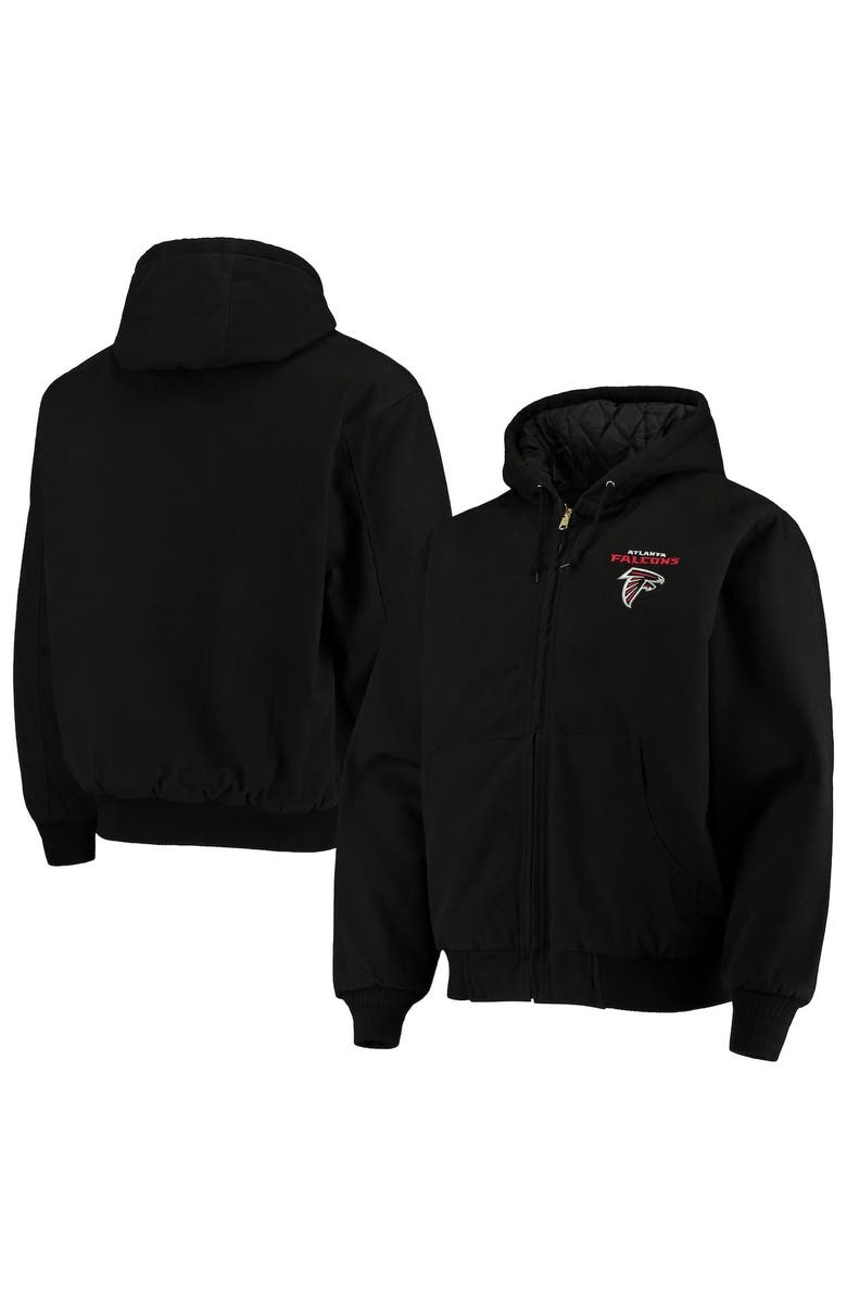 DUNBROOKE Men's Dunbrooke Black Atlanta Falcons Dakota Cotton Canvas Hooded Jacket, Main, color,