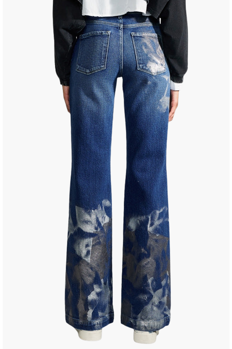 Rosaline Premier High Rise Holly Flare Jeans, Alternate, color, Dark Wash / Silver