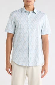 Bugatchi Short Sleeve Stretch Cotton Button-Up Shirt