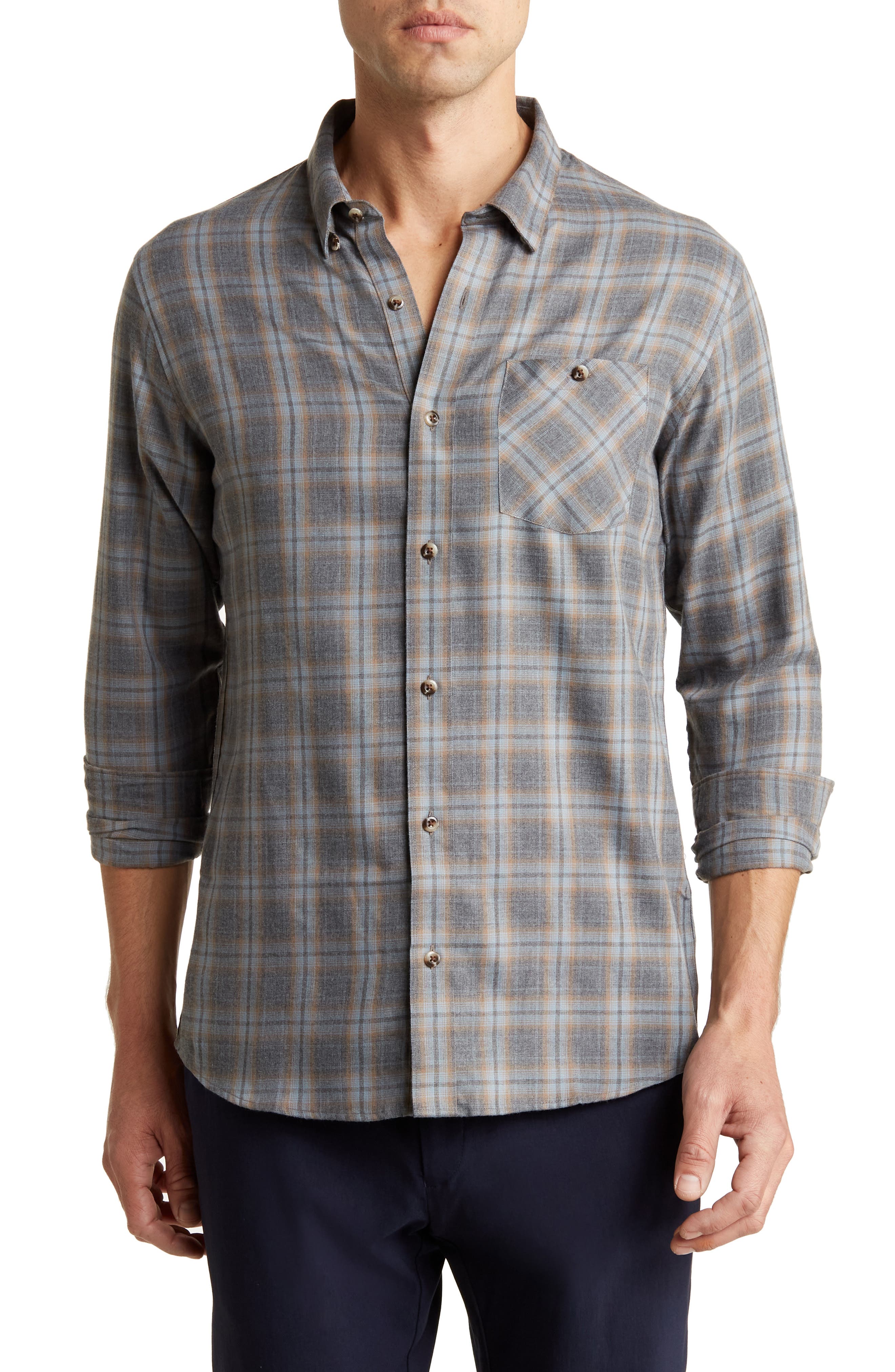 TravisMathew Rooftop Pool Plaid Long Sleeve Button-Up Shirt