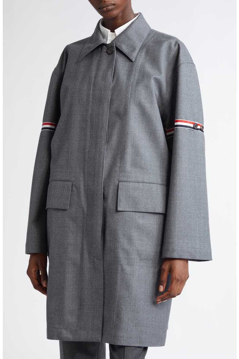 Tricolor Armband Water Resistant Wool Blend Twill Coat, Alternate, color, MEDIUM GREY