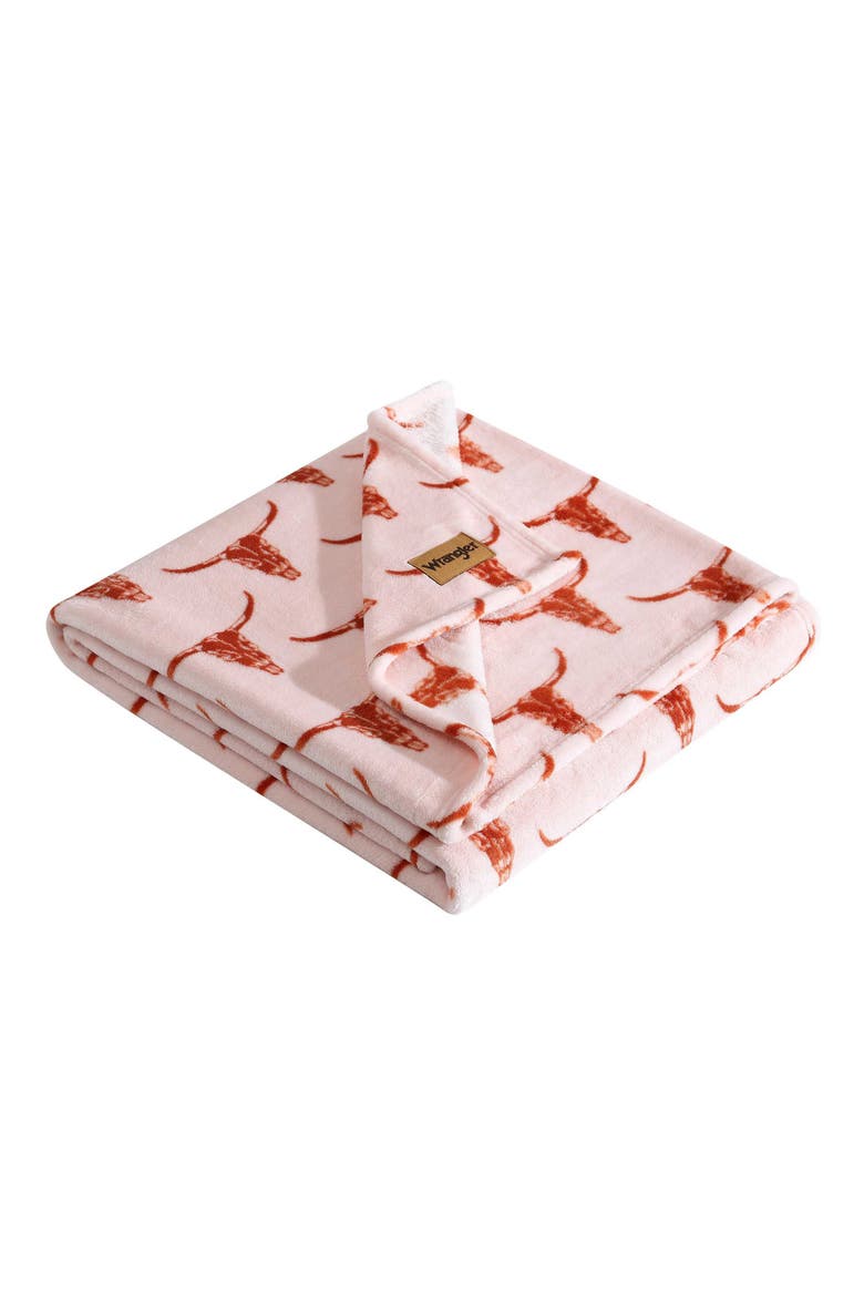 Steer Head Plush Fleece Throw, Main, color, ORANGE