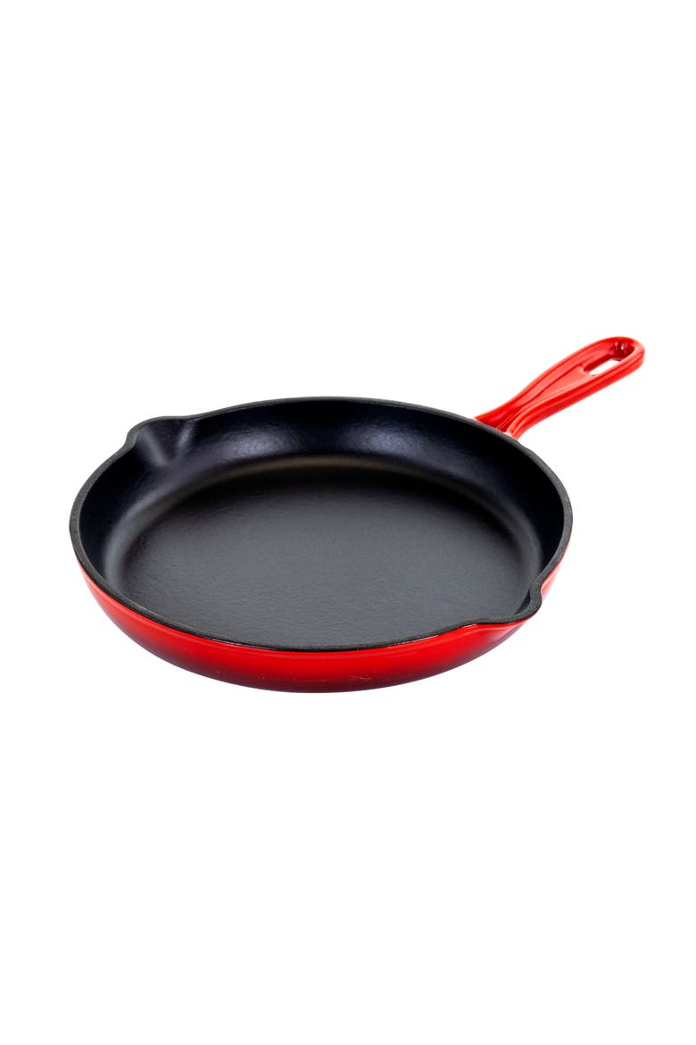 Round 10.25 Inch Enameled Cast Iron Skillet, Alternate, color, Red