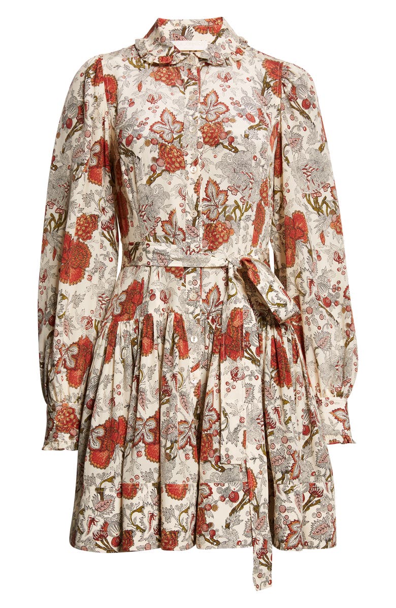 Ulla Johnson Simona Floral Print Long Sleeve Silk Minidress, Alternate, color, Wintergarden