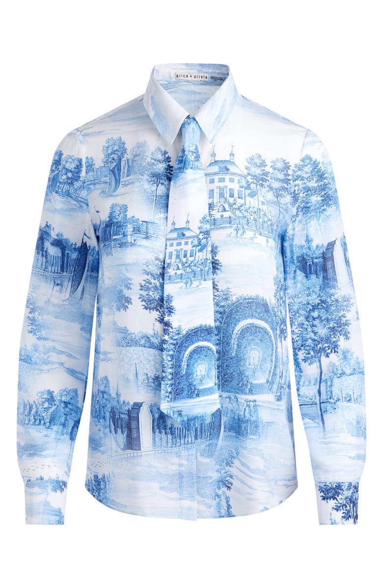 Alice + Olivia Willa Print Silk Button-Up Shirt, Alternate, color,