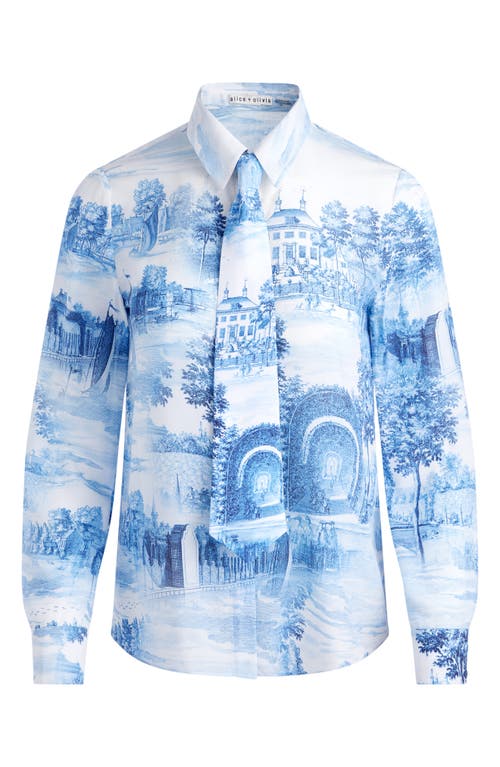 Alice And Olivia Willa Placket Blouse In Chateau