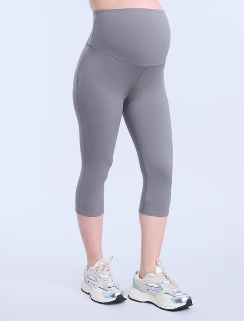 Motherhood Maternity Over The Belly Active Capri Legging In Heather Grey