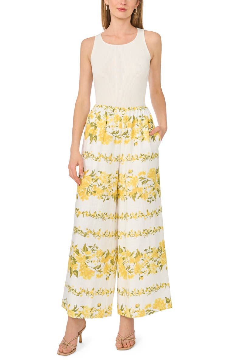 Ted Baker Floral Wide Leg Pants, Alternate, color, Ultra White