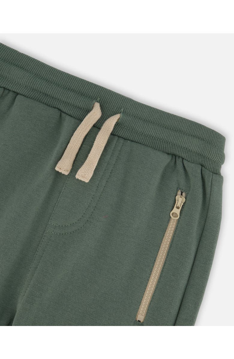Deux par Deux Little Boy's Fleece Sweatpants With Zip Pockets Forest Green, Alternate, color, 