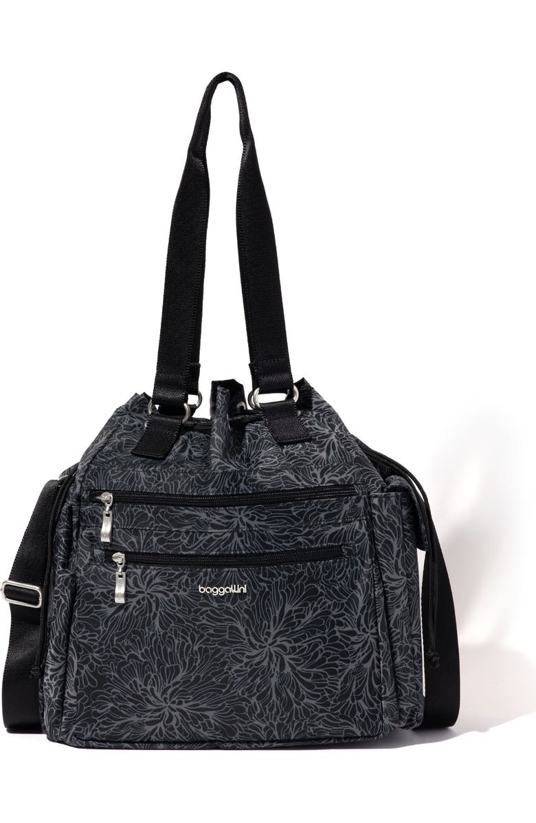 BAGGALLINI Modern Everywhere Drawstring Crossbody Bucket Bag, Main, color, Midnight Blossom Print