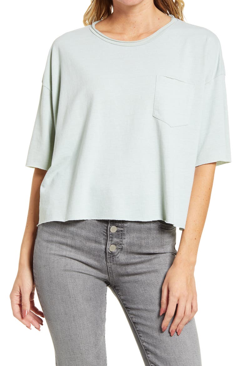 Raw Edge Oversize Tee, Main, color, WASHED SAGE