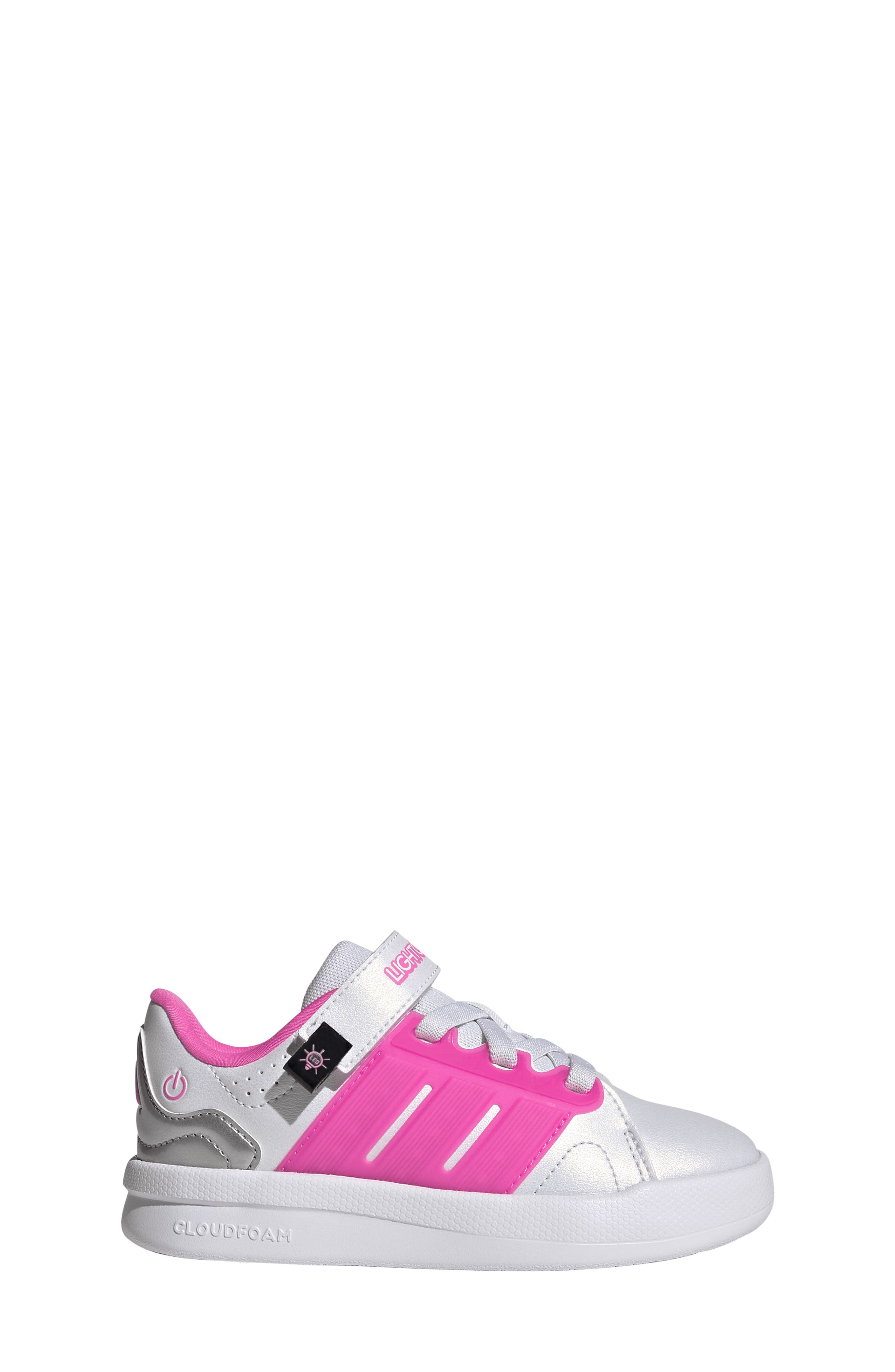 Kids' Lightorama Court Sneaker, Alternate, color, WHITE/ LUCID PINK/ SILVER