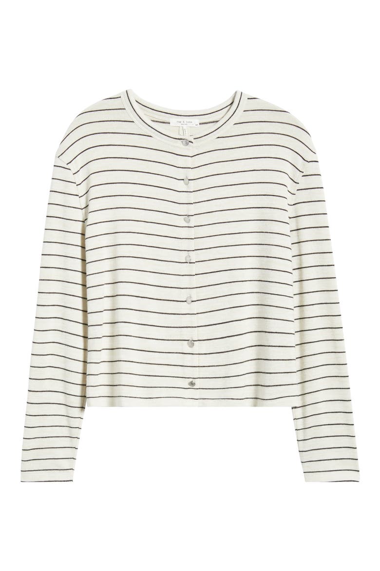 The Knit Stripe Boxy Cardigan, Alternate, color, CREAM STRIPE