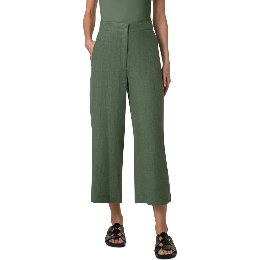 Akris Punto Filip Linen Crop Pants In Laurel