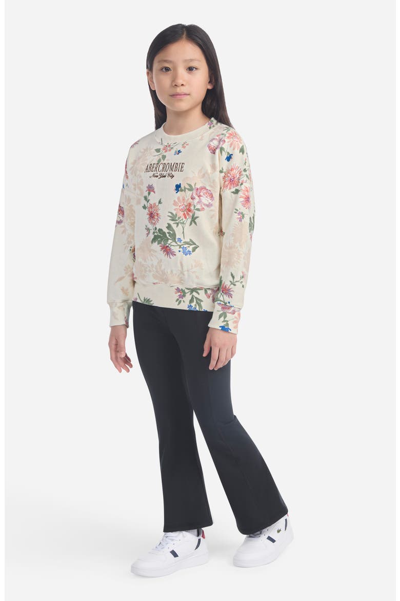 Kids' Floral Cotton Blend Fleece Sweatshirt, Alternate, color, W0MBUTTERC