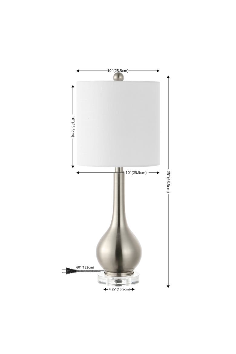 Dylan 25" Metal/Crystal Teardrop LED Table Lamp, Alternate, color, Nickel