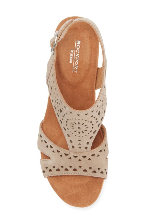 Rockport Belis Laser-cut Platform Wedge Sandal In Taupe