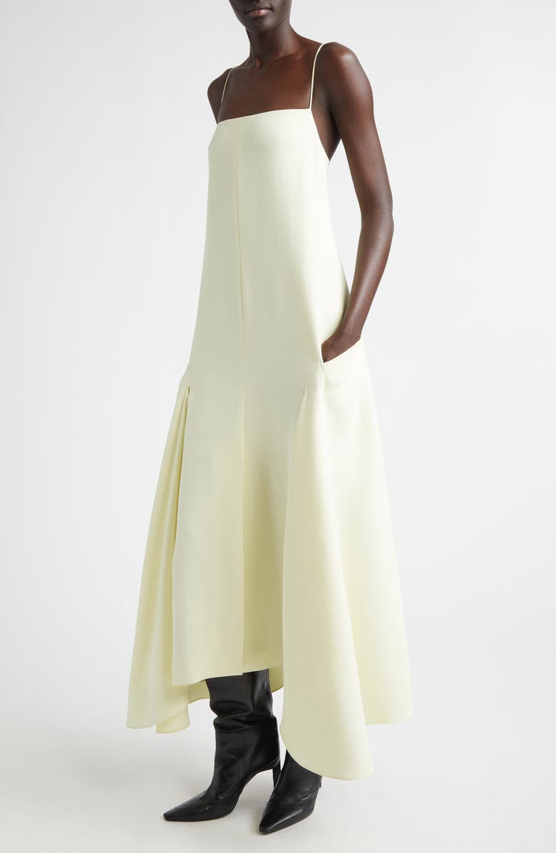 Brandon Maxwell The Darby Crepe Midi Dress, Alternate, color, Lemon Ice