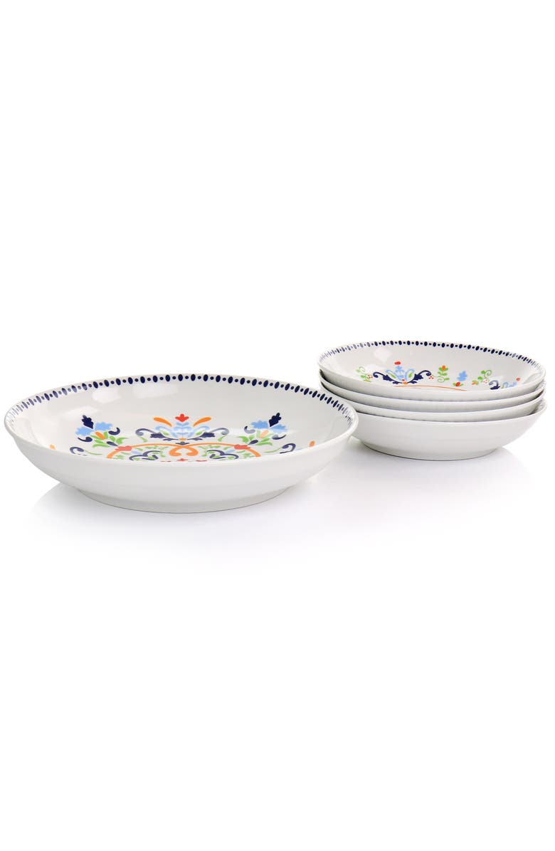 Gibson Home Tijuana 5 Piece Fine Cermic Pasta Bowl Set, Alternate, color, White