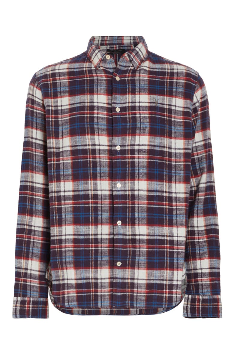 Lakeshort Plaid Flannel Button-Up Shirt, Alternate, color, SAGE PURPLE