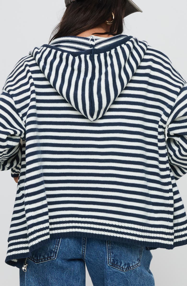 Princess Polly Brienna Oversize Stripe Zip Hoodie, Alternate, color, Navy
