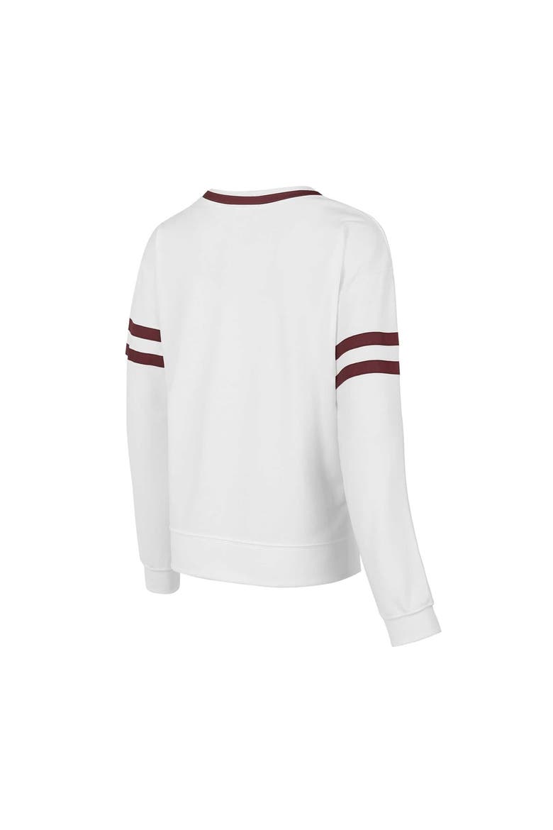 Women's Concepts Sport  White Texas A&M Aggies Borough French Terry Arch Over Long Sleeve T-Shirt, Alternate, color, White