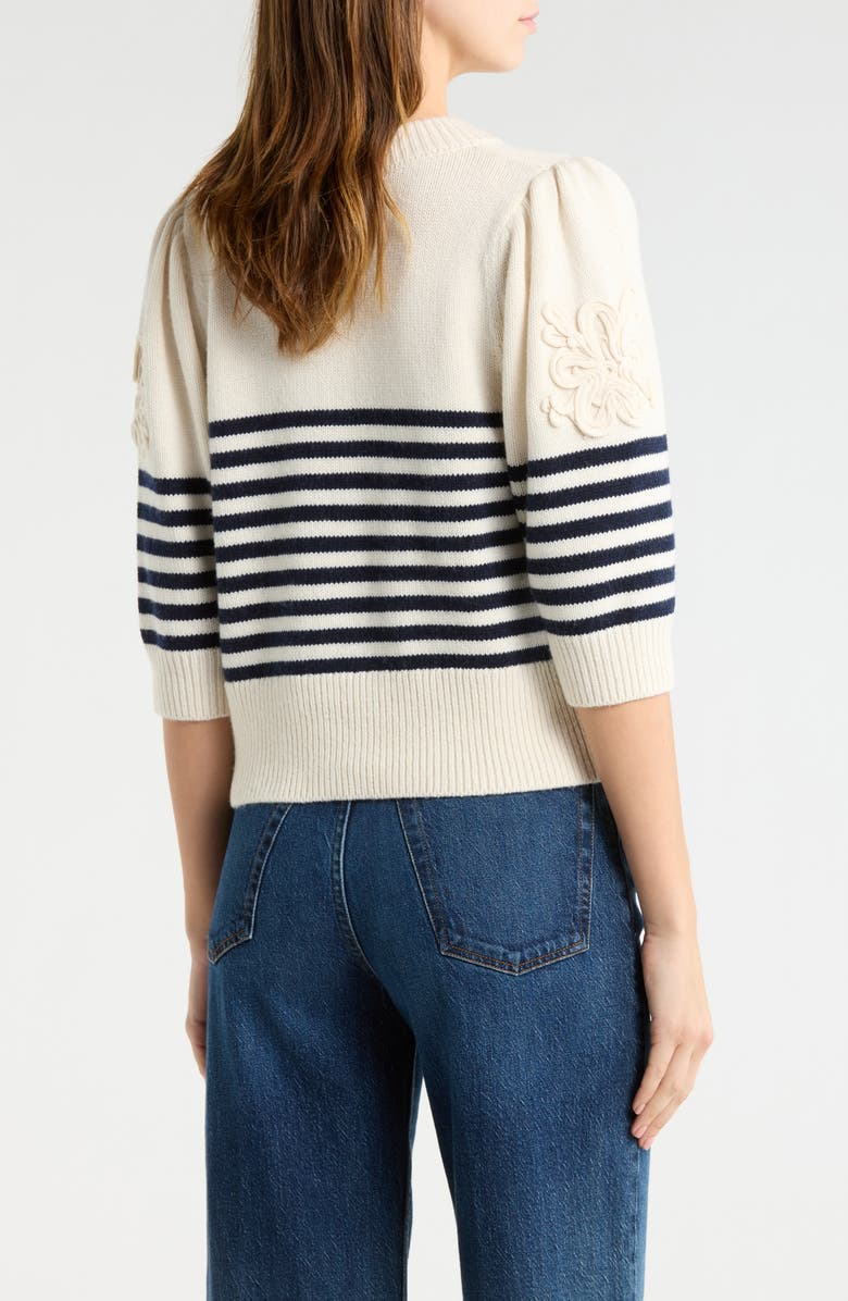 Rails Martha Placed Stripe Floral Appliqué Sweater, Alternate, color, Ivory Navy Floral Stripe