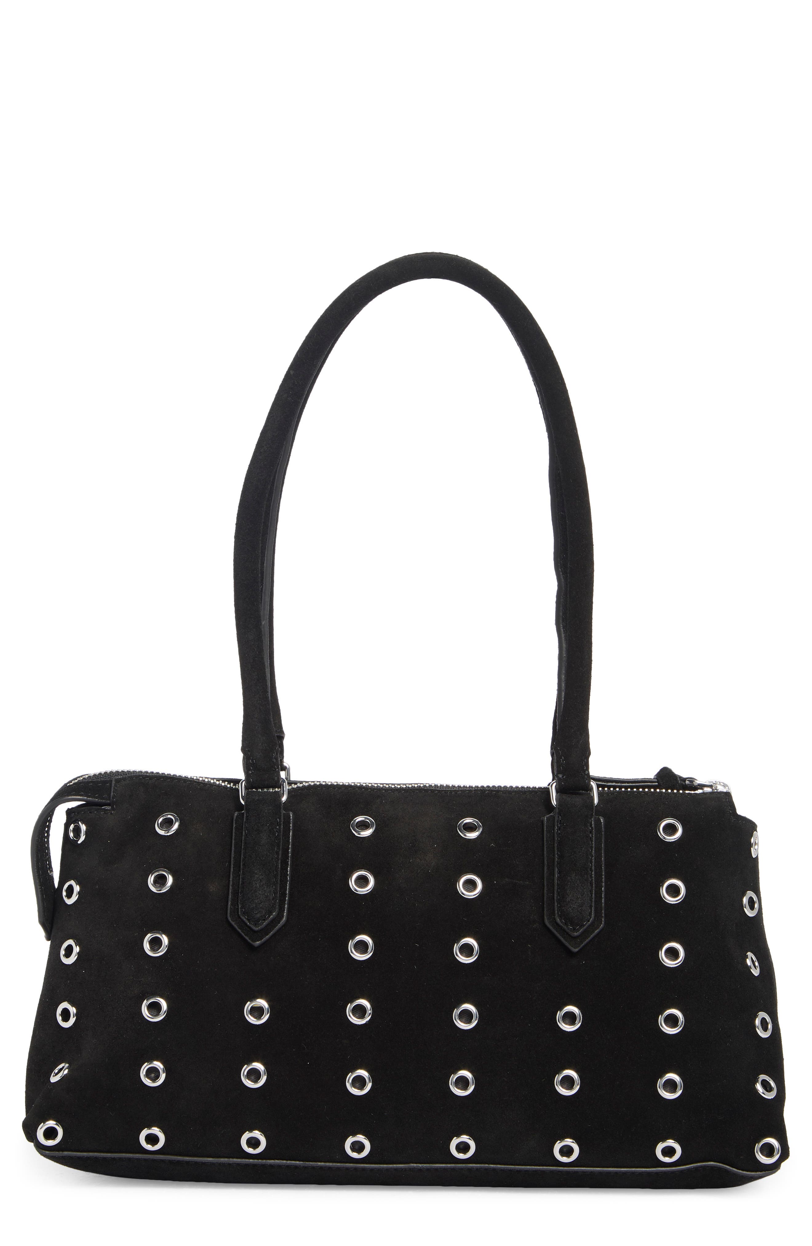 Rebecca Minkoff Industry Suede Shoulder Bag, Main, color, Black