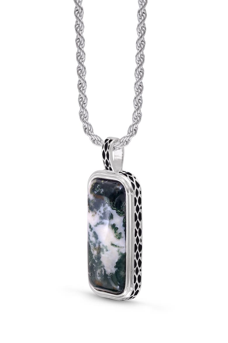 Tree Agate Sterling Silver Men Tag Necklace, Alternate, color, Silver