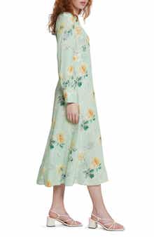& Other Stories Floral Print Long Sleeve Midi Dress