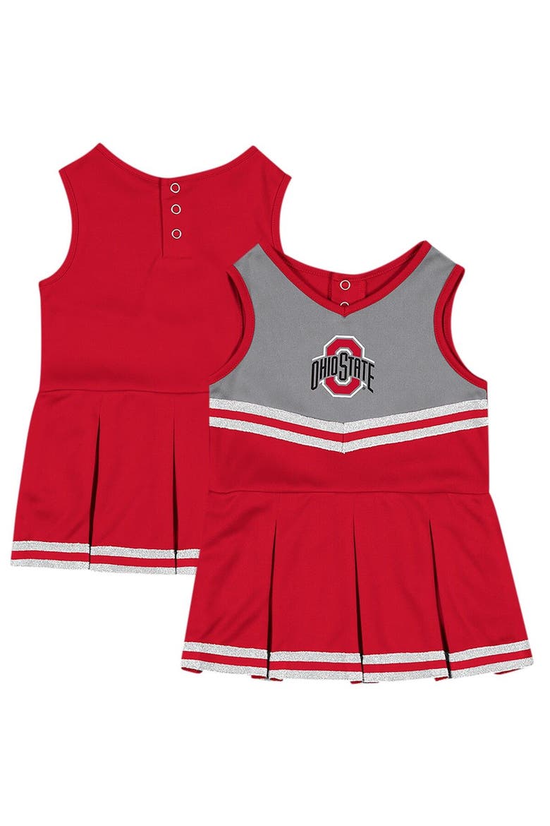 Girls Infant Colosseum Scarlet Ohio State Buckeyes Time For Recess Cheer Dress, Main, color, Scarlet