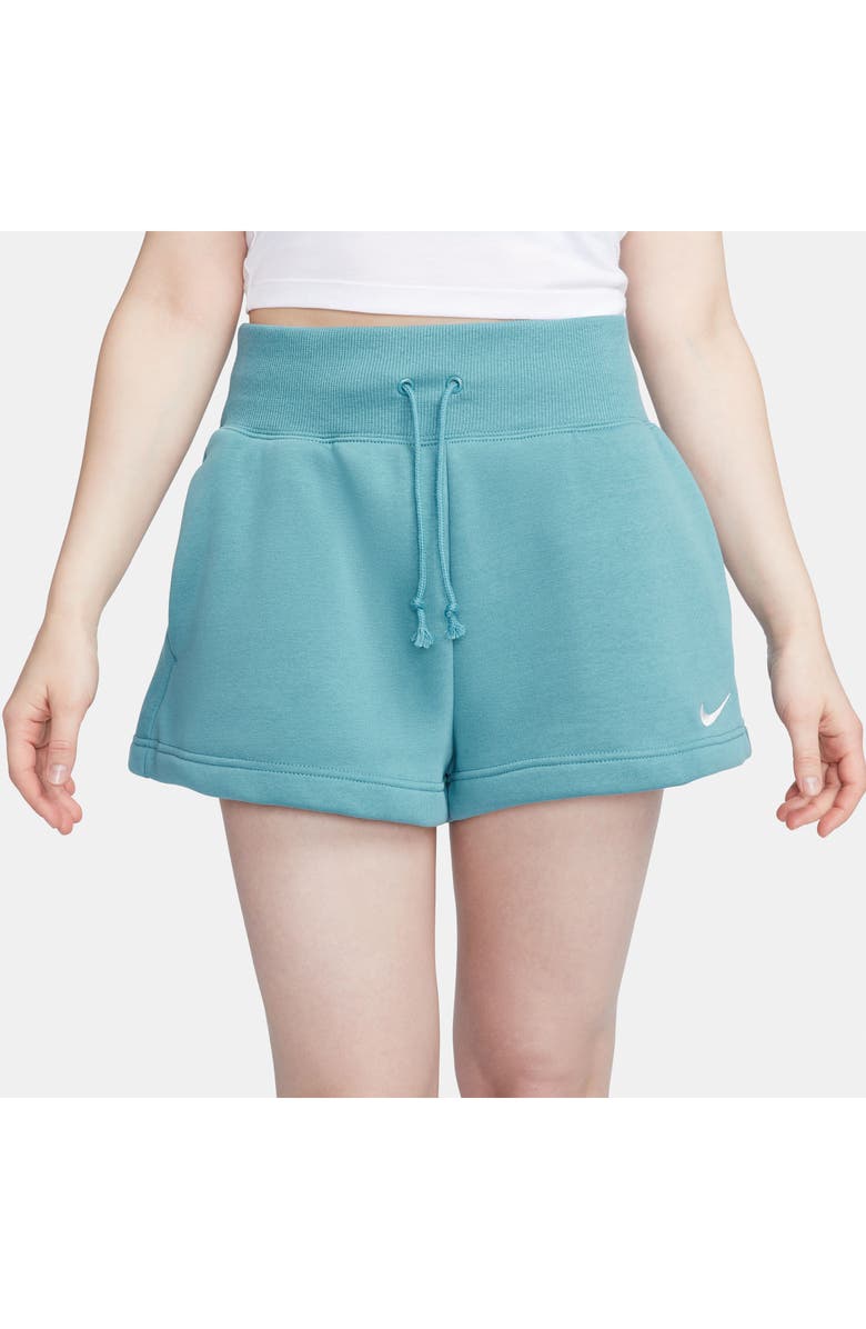Nike Sportswear Phoenix Fleece Mid-Rise 4-Inch Shorts, Alternate, color, Noise Aqua/ Sail