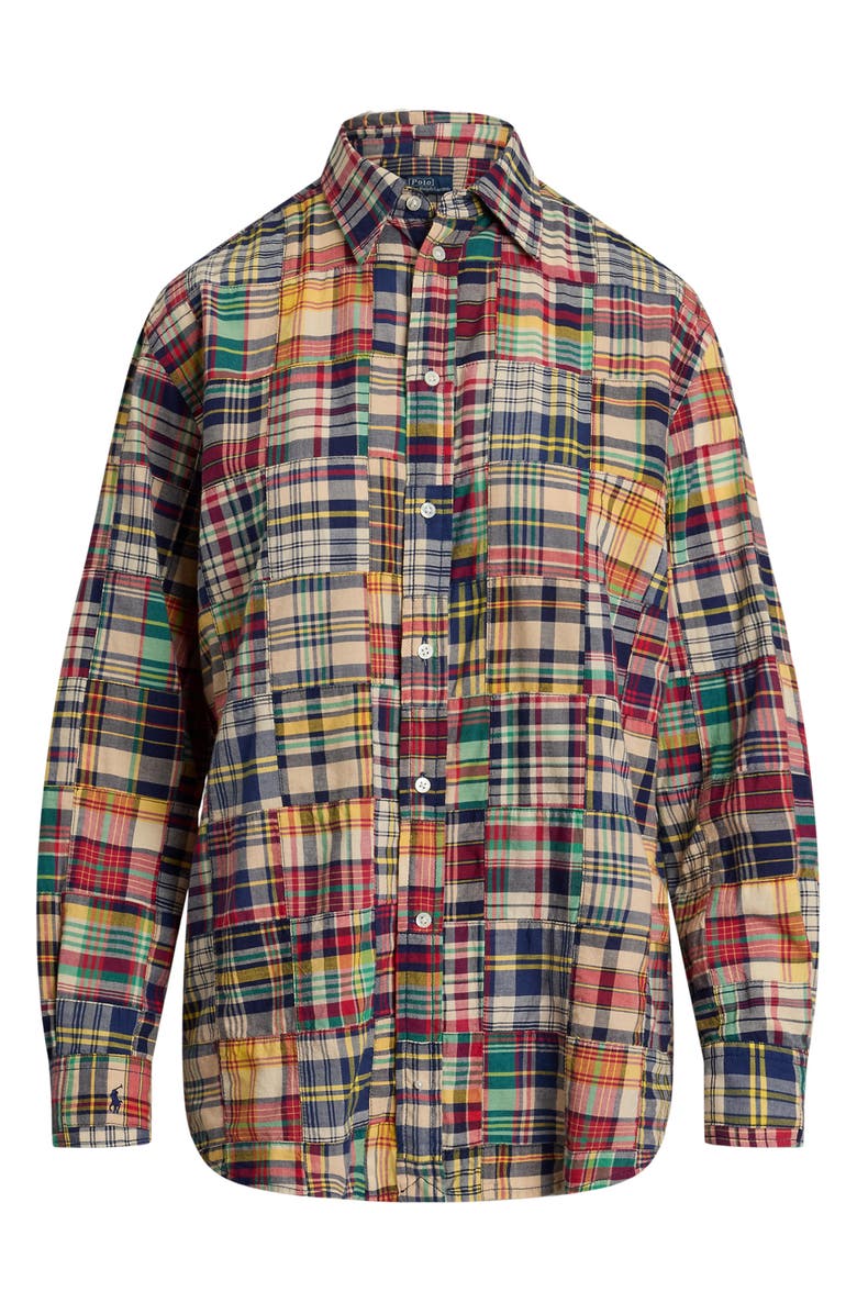 Polo Ralph Lauren Patchwork Oversize Button-Up Shirt, Alternate, color, 
