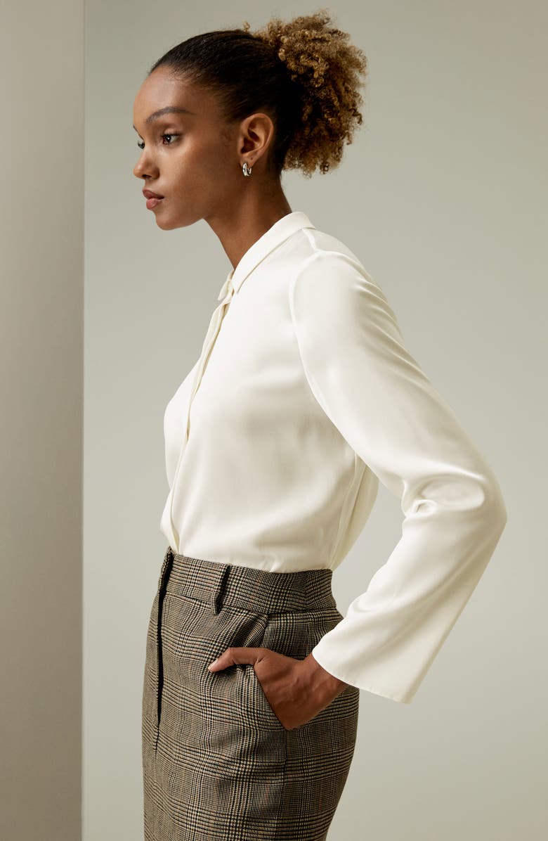 Lilysilk Classic Collar Silk Shirt for Women, Alternate, color, Natural White