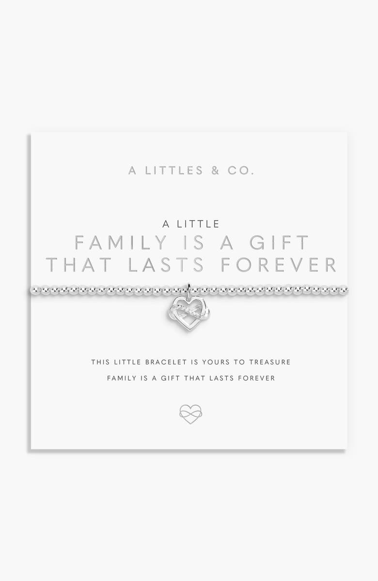 A Littles & Co A Little 'Family Is A Gift That Lasts Forever' Bracelet In Silver Plating, Alternate, color, Metallic Silver