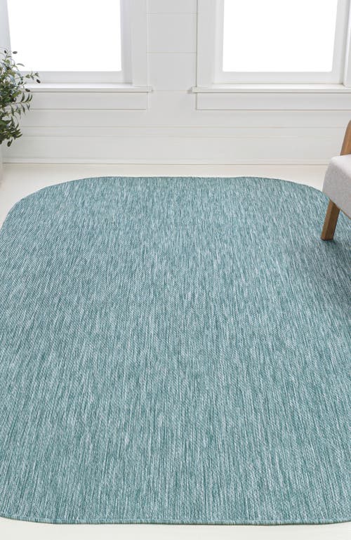 Jonathan Y Miles Modern Minimalist Radius Corner Solid Indoor/outdoor Shaped Area Rug In Turquoise