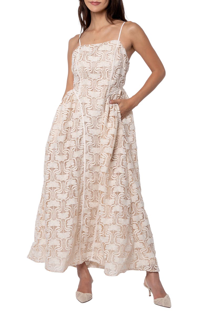 CIEBON Amber Lace Midi Dress, Main, color, Cream