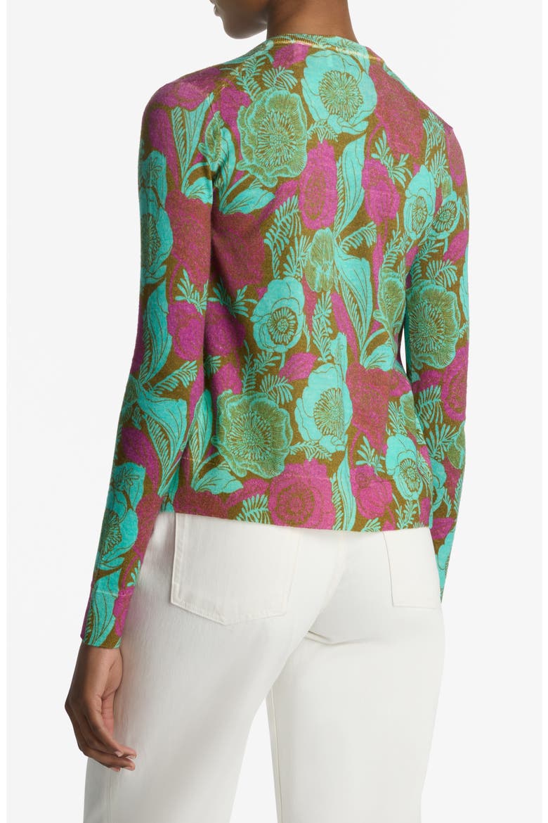 California Poppy Pattern Merino Wool Cardigan, Alternate, color, LICHEN MULTI