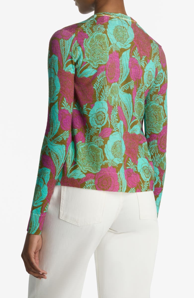 ST. JOHN California Poppy Pattern Merino Wool Cardigan, Alternate, color, 