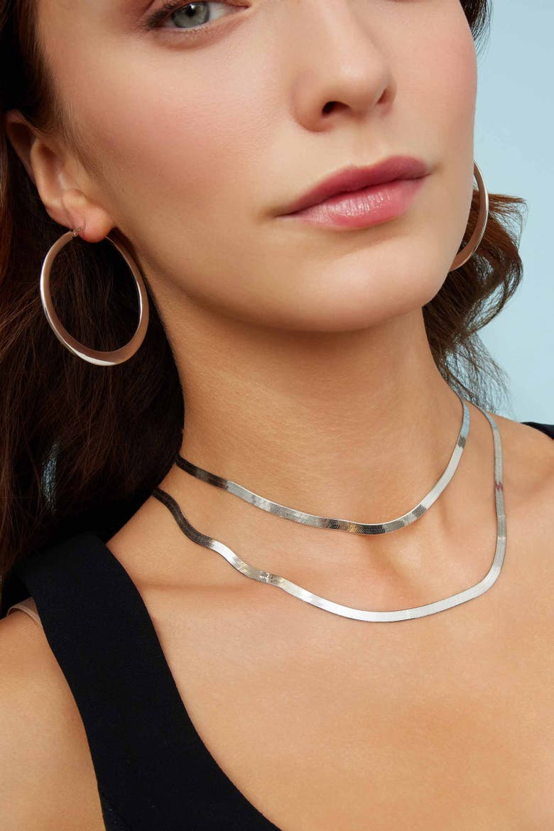 Mirage Herringbone Necklace in Sterling Silver, Alternate, color, Silver