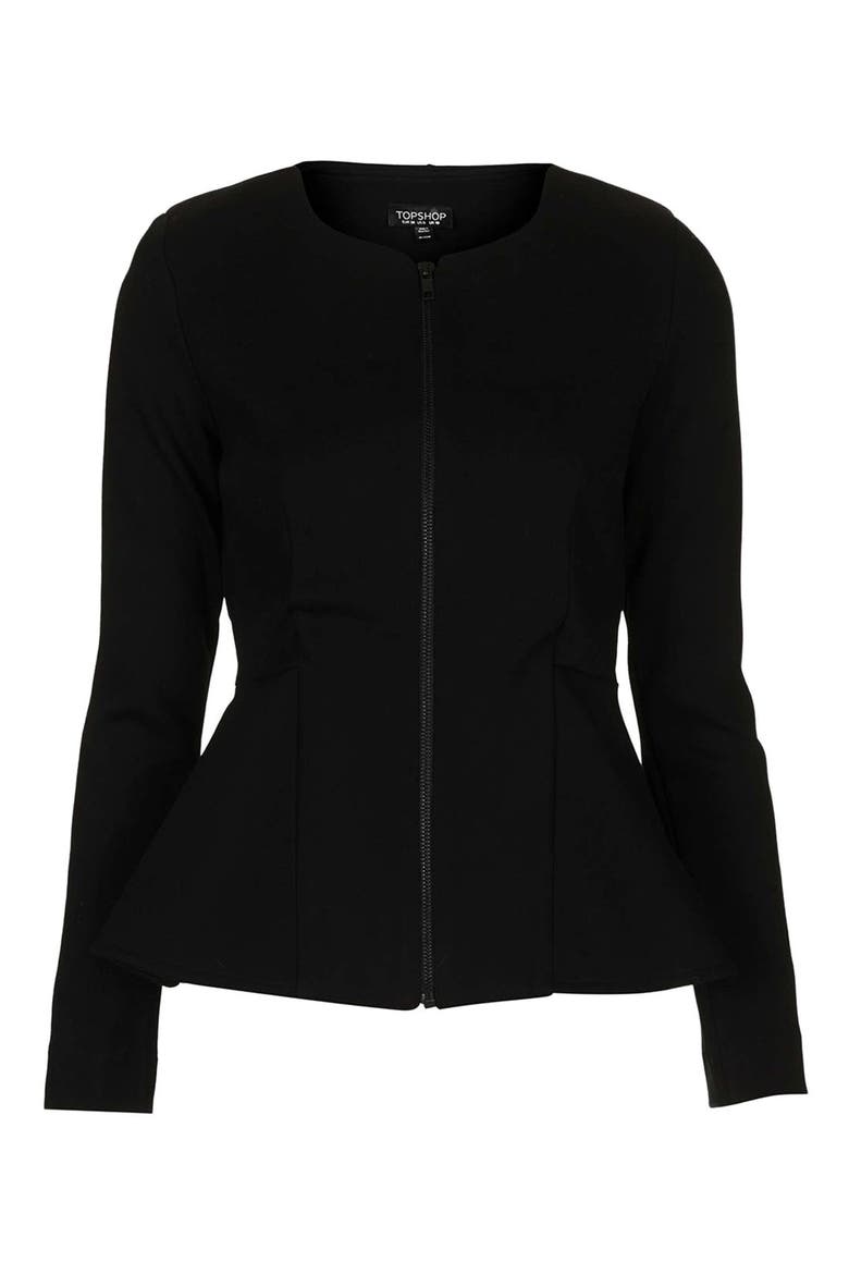 Tailored Peplum Jacket, Alternate, color, BLACK