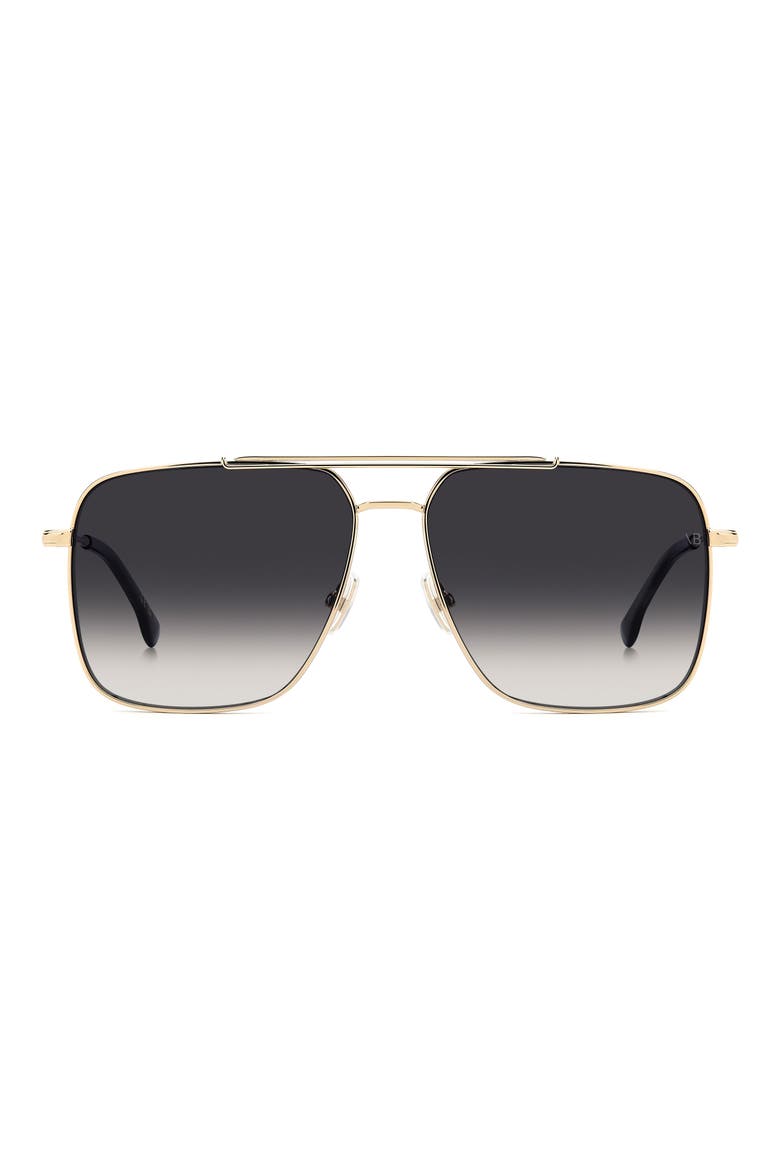 VB 1019/S 60mm Rectangular Aviator Sunglasses, Main, color, GOLD BLACK/ DARK GREY SF